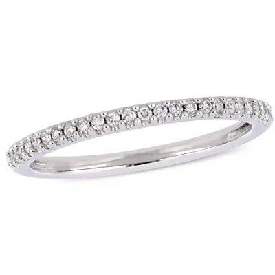 Modern Bride Womens 1/8 Ct. T.w. Natural White Diamond 14k White Gold Wedding Band In Metallic