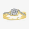 Modern Bride Womens 1/8 Ct. T.w. Natural White Diamond Sterling Silver Round Side Stone Promise Ring In Multi