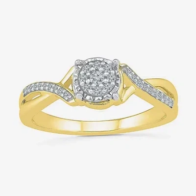 Modern Bride Womens 1/8 Ct. T.w. Natural White Diamond Sterling Silver Round Side Stone Promise Ring In Multi