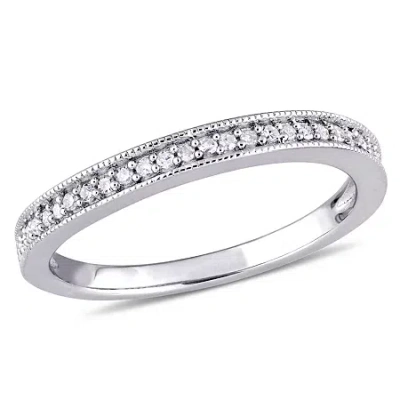 Modern Bride Womens 1/8 Ct. T.w. Natural White Diamond Sterling Silver Wedding Band In Metallic