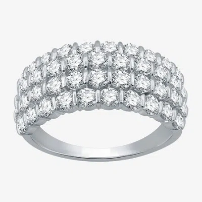 Modern Bride Womens 2 Ct. T.w. Natural White Diamond 10k White Gold Anniversary Wedding Band In Silver
