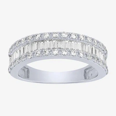 Modern Bride Womens 2.5mm 1 Ct. T.w. Natural White Diamond 14k White Gold Anniversary Wedding Band