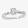 Modern Bride Womens 3/8 Ct. T.w. Natural White Diamond 10k White Gold Side Stone Crossover Engagement Ring In Silver
