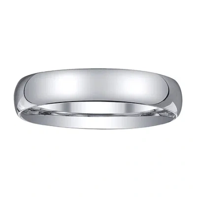 Modern Bride Womens 4mm Silver Domed Wedding Band Ring In White