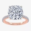 Modern Bride Womens 5 1/2 Ct. T.w. Lab Grown White Diamond 14k White Gold Cushion Side Stone Engagement Ring In Metallic