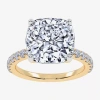 Modern Bride Womens 5 1/2 Ct. T.w. Lab Grown White Diamond 14k White Gold Cushion Side Stone Engagement Ring In Yellow