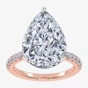 Modern Bride Womens 5 1/2 Ct. T.w. Lab Grown White Diamond 14k White Gold Pear Side Stone Engagement Ring In Pink