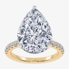 Modern Bride Womens 5 1/2 Ct. T.w. Lab Grown White Diamond 14k White Gold Pear Side Stone Engagement Ring In Yellow