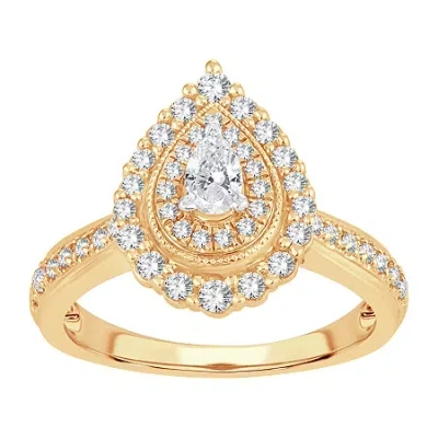 Modern Bride Womens 5/8 Ct. T.w. Natural White Diamond 10k Gold Pear Engagement Ring In Transparent
