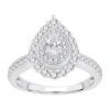 Modern Bride Womens 5/8 Ct. T.w. Natural White Diamond 10k White Gold Pear Engagement Ring In White