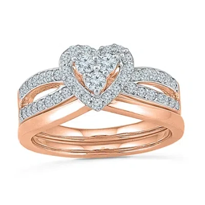 Modern Bride Womens 5/8 Ct.t.w. Natural Diamond 10k Rose Gold Bridal Set