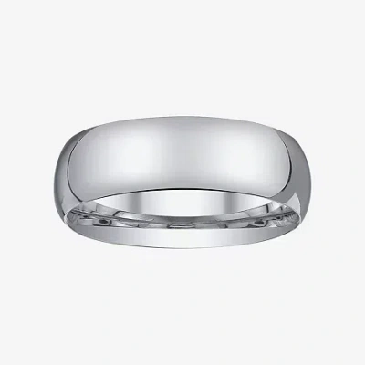 Modern Bride Womens 6mm Silver Domed Wedding Band Ring In White