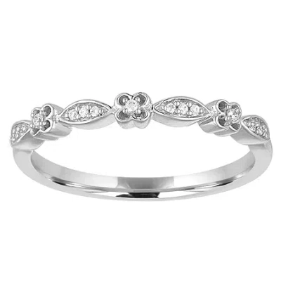 Modern Bride Womens Diamond Accent Natural White Diamond 10k Gold Wedding Band In Silver