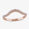 Modern Bride Womens Diamond Accent Natural White Diamond 10k Rose Gold Curved Wedding Band In Pink