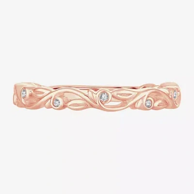 Modern Bride Womens Diamond Accent Natural White Diamond 10k Rose Gold Wedding Band