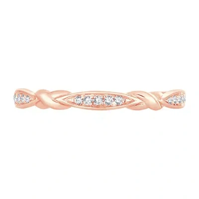Modern Bride Womens Diamond Accent Natural White Diamond 10k Rose Gold Wedding Band