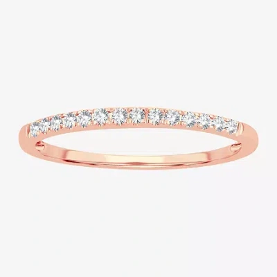 Modern Bride Womens Diamond Accent Natural White Diamond 10k Rose Gold Wedding Band In Pink