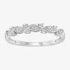 Modern Bride Womens Diamond Accent Natural White Diamond 10k White Gold Anniversary Wedding Band In Metallic