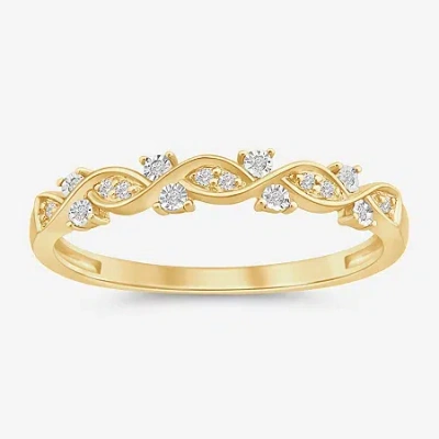 Modern Bride Womens Diamond Accent Natural White Diamond 10k White Gold Anniversary Wedding Band