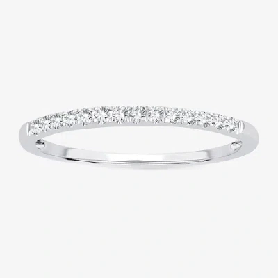 Modern Bride Womens Diamond Accent Natural White Diamond 10k White Gold Wedding Band In Metallic