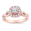 Modern Bride Womens Natural White Diamond 10k Gold 10k Rose Gold Cushion Engagement Ring In Pink