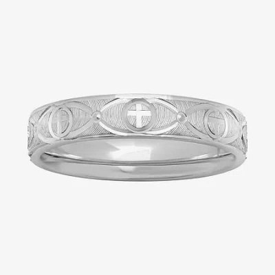 Modern Bride Womens Sterling Silver Ridged Cross Band In White