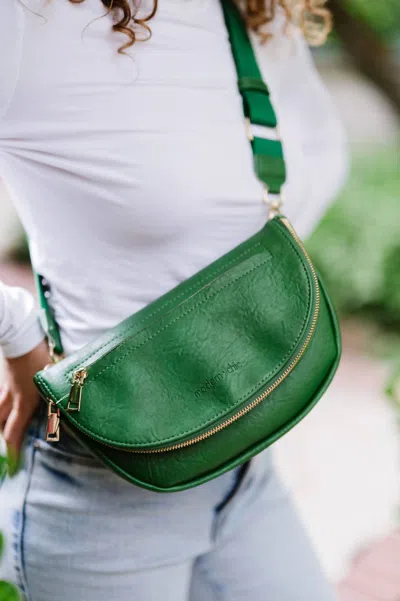 Modern + Chic Holly Fold Over Satchel Crossbody Belt Bag In Tropical Green