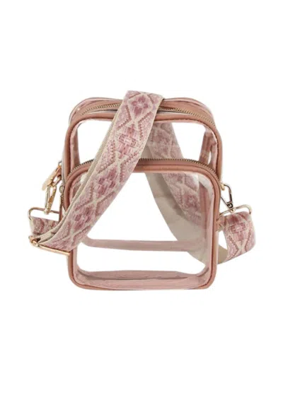Modern + Chic Women's Chic Crossbody Concert Stadium Purse In Clear In Pink