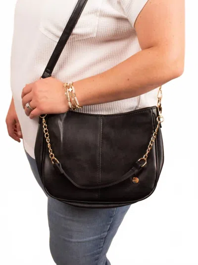 Modern + Chic Women's Marissa Crossbody Saddle Hand Bag In Black