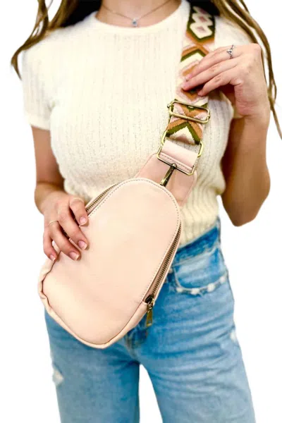 Modern + Chic Women's Sutton Sling Crossbody Fanny Bag In Blush In Gold