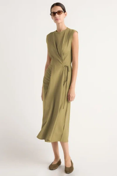Modern Citizen Agnes Twist-drape Jersey Dress In Green