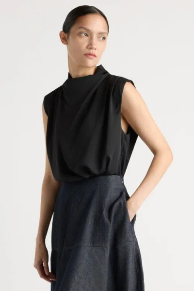 Modern Citizen Allegra Gathered-neck Sleeveless Blouse In Black