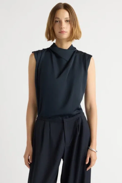 Modern Citizen Allegra Gathered-neck Sleeveless Blouse In Black