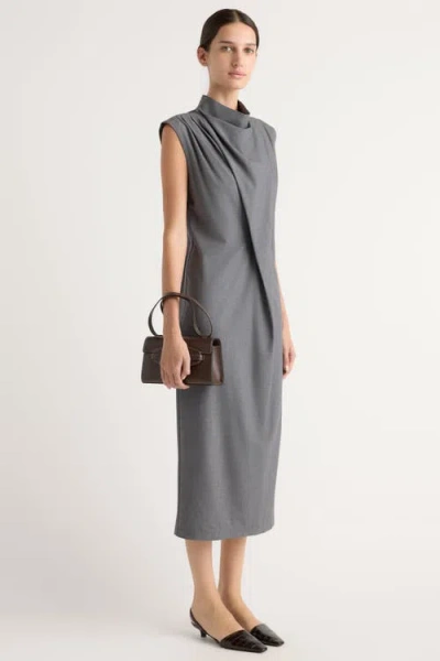 Modern Citizen Amara Gathered-neck Drape Dress In Gray