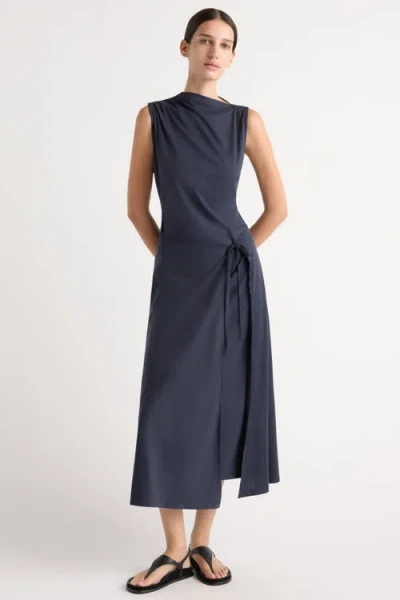 Modern Citizen Amelia Asymmetric-neck Wrap Dress In Blue