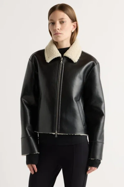 Modern Citizen Bonnie Shearling-collar Coat In Black