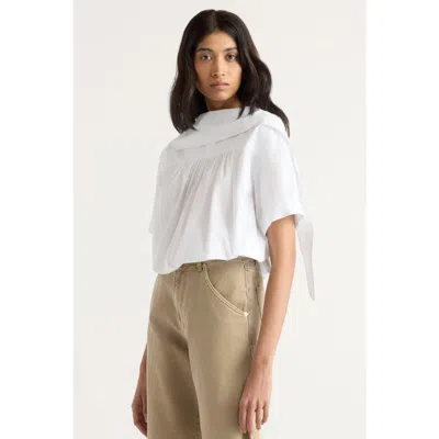 Modern Citizen Bronte Foldover Scarf-neck Tunic Top In Animal Print