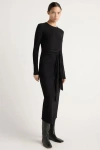 Modern Citizen Carmen Tie-front Ribbed Dress In Black