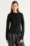 Modern Citizen Charla Button Crew-neck Sweater In Black