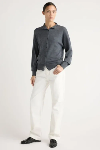 Modern Citizen Charlee Lightweight Wool Button Cardigan In Gray