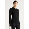 Modern Citizen Charlene Wool Button Mock-neck Sweater In Black