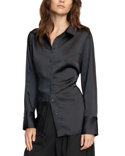 Modern Citizen Dean Satin Tie-waist Shirt In Black