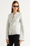 Modern Citizen Eames Cotton Wool Button Cardigan In White