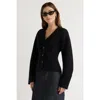 Modern Citizen Elinor Organic Cotton Wool V-neck Cardigan In Black