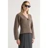 Modern Citizen Elinor Organic Cotton Wool V-neck Cardigan In Brown