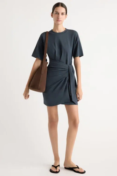 Modern Citizen Fallon Organic Cotton T-shirt Wrap Dress In Blue
