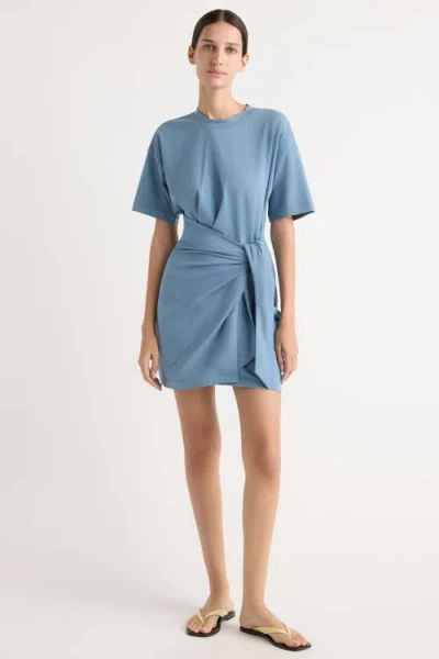 Modern Citizen Fallon Organic Cotton T-shirt Wrap Dress In Blue