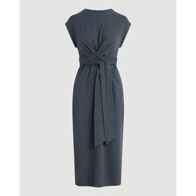 Modern Citizen Fei Tie-front Organic Cotton Dress In Blue