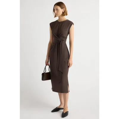 Modern Citizen Fei Tie-front Organic Cotton Dress In Brown