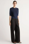 Modern Citizen Heidi Pullover Short-sleeve Knit Top In Blue